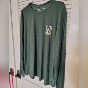 Men's Outdoor Themed Green Long Sleeves T-shirt Size Large